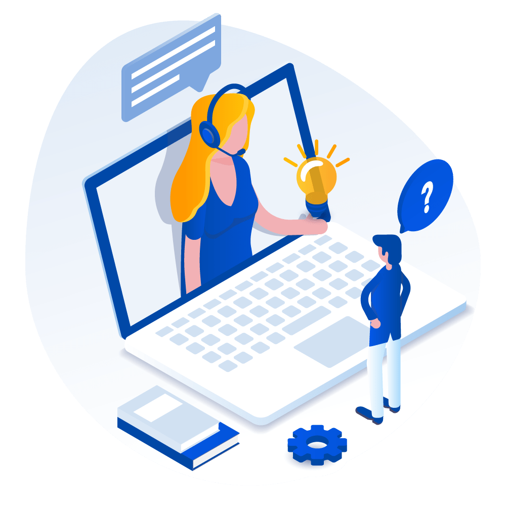 Person receiving digital marketing advice via laptop